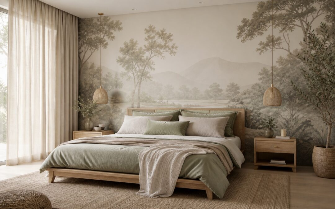 Papier peint panoramique dans une chambre : comment créer une ambiance apaisante ?